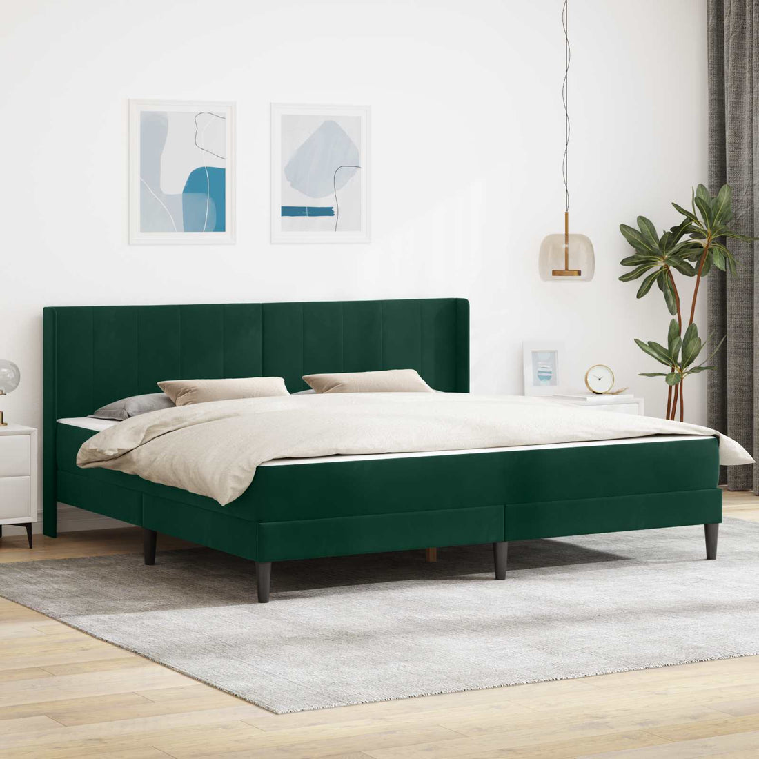 vidaXL Estructura de cama con colchón Verde oscuro 180 x 200 cm