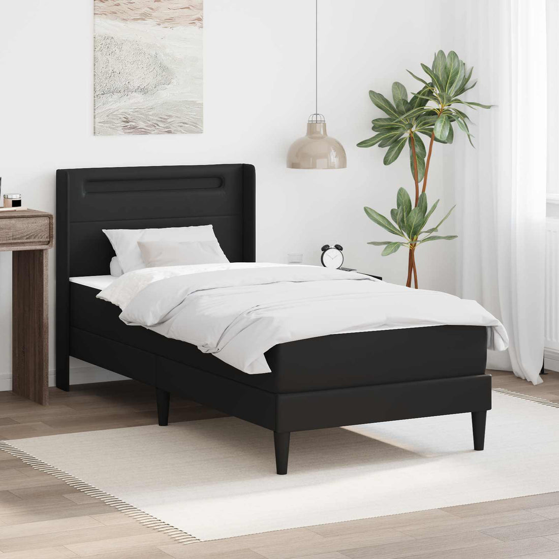 vidaXL Estructura de cama con colchón Negro 90 x 200 cm