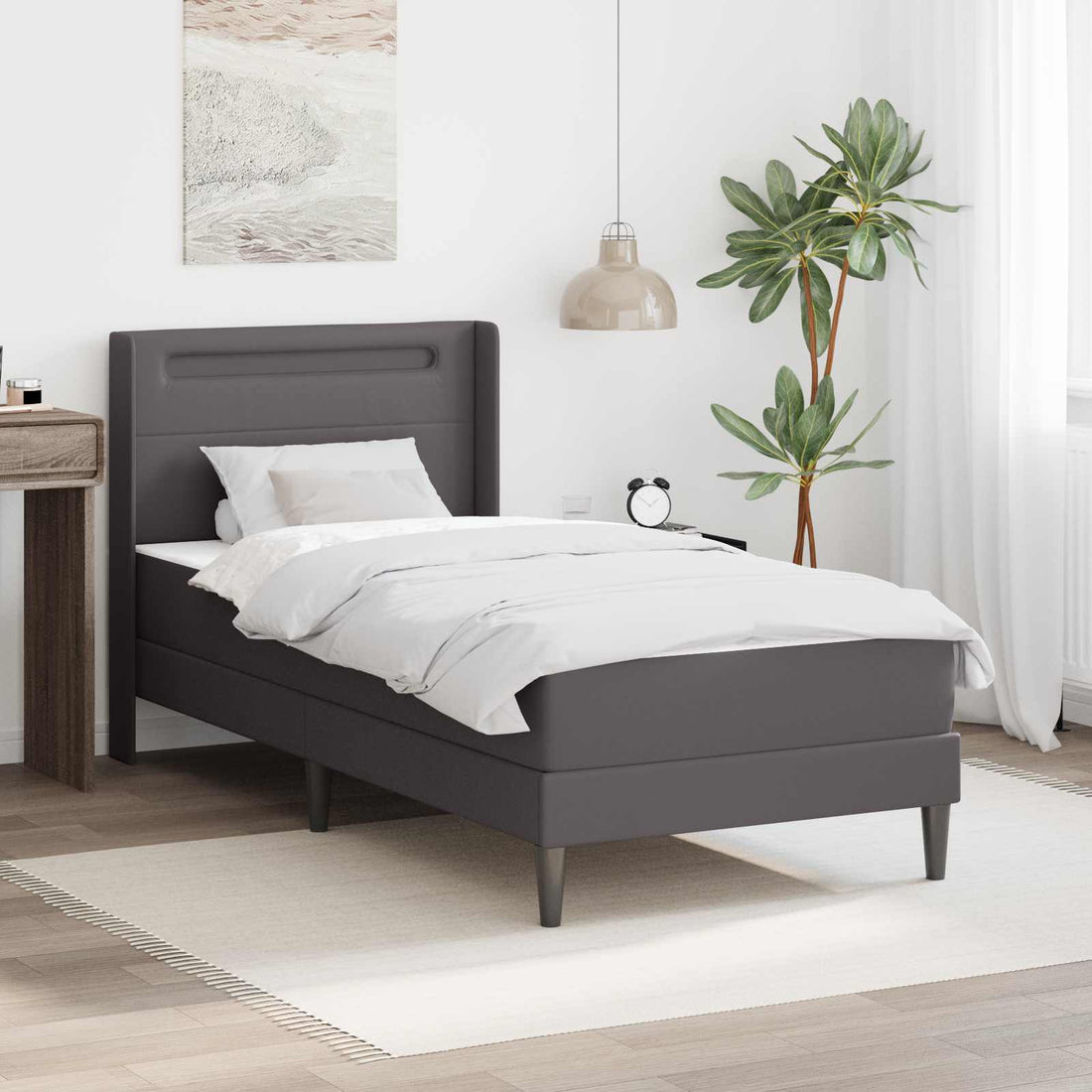 vidaXL Estructura de cama con colchón Gris 100 x 200 cm