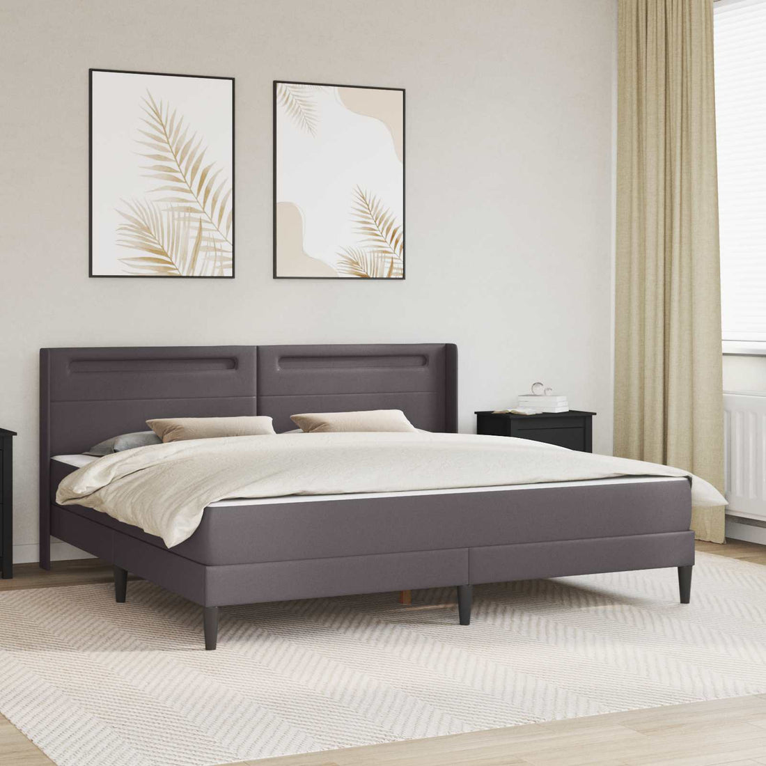 vidaXL Estructura de cama con colchón Gris 200 x 200 cm