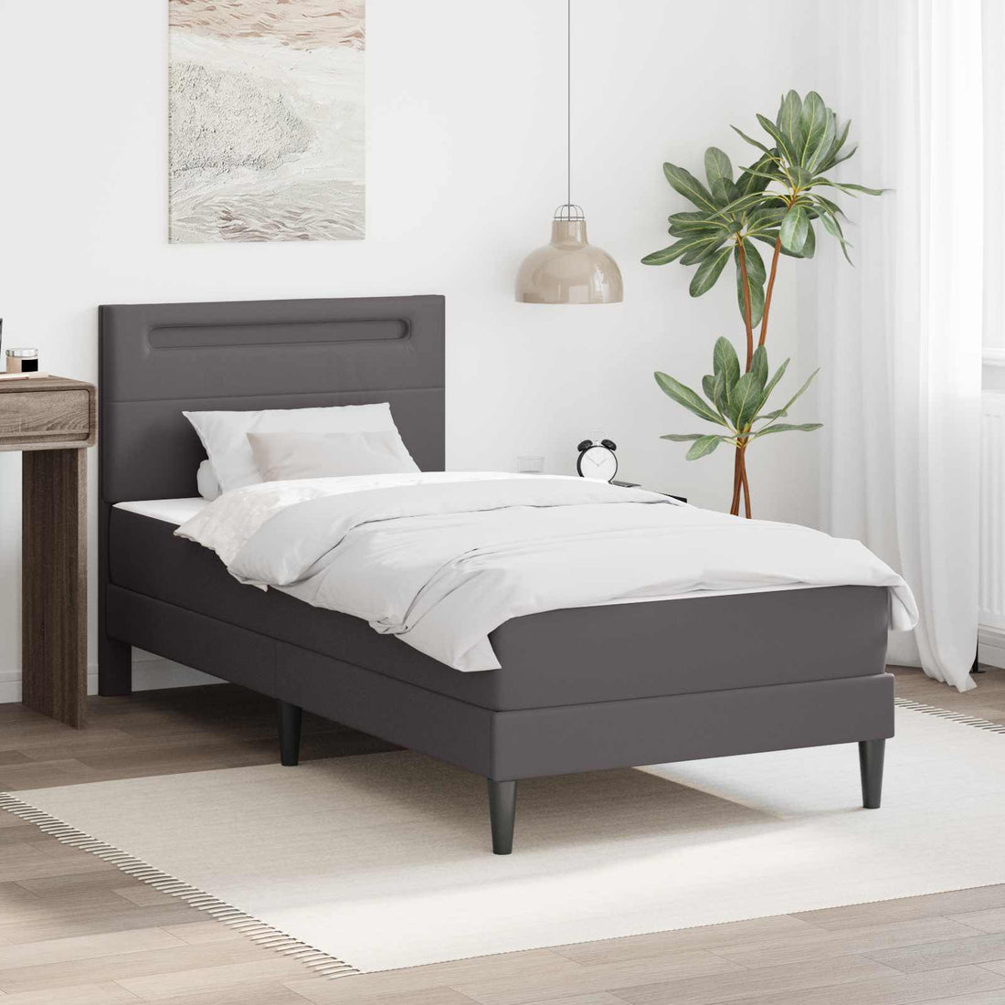 vidaXL Estructura de cama Gris 100 x 200 cm Cuero sintético