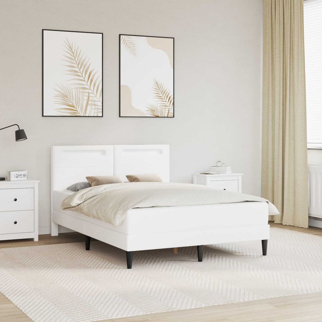 vidaXL Estructura de cama Blanco 140 x 200 cm Cuero sintético