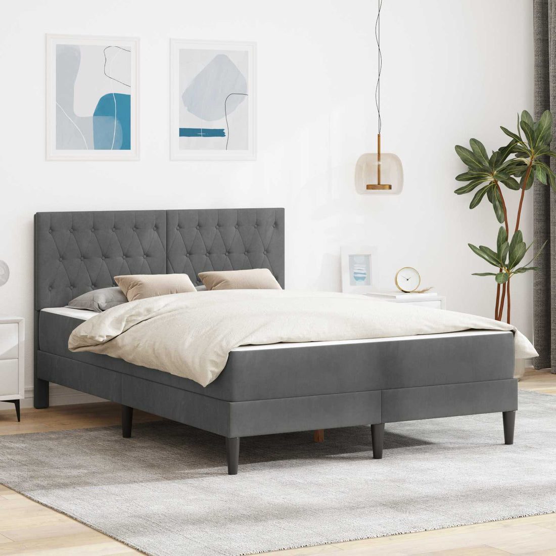 vidaXL Estructura de cama con colchón Gris oscuro 120 x 200 cm