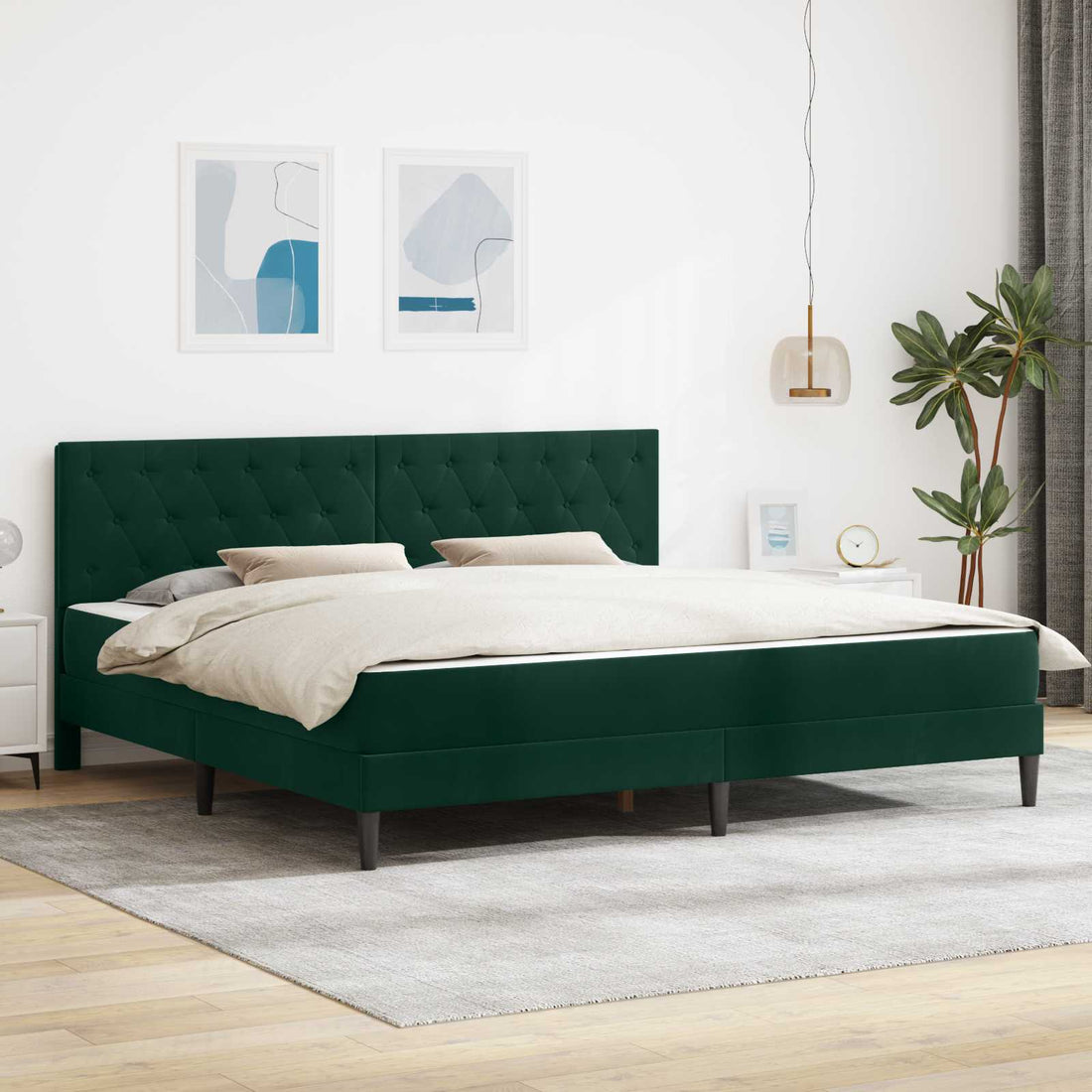 vidaXL Estructura de cama con colchón Verde oscuro 180 x 200 cm