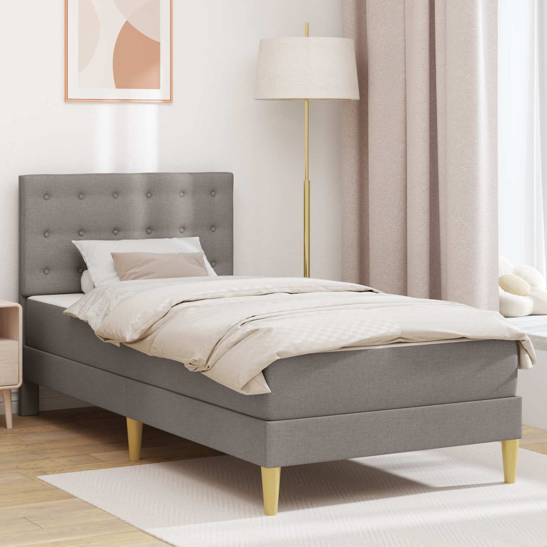 vidaXL Estructura de cama con colchón Topo 100 x 200 cm Tela