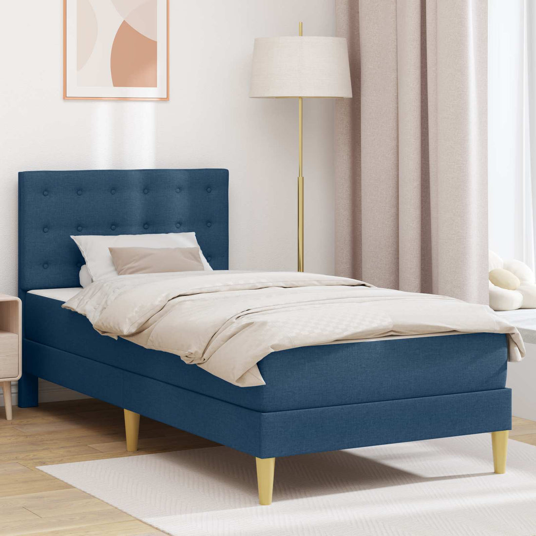 vidaXL Estructura de cama con colchón Azul 100 x 200 cm Tela