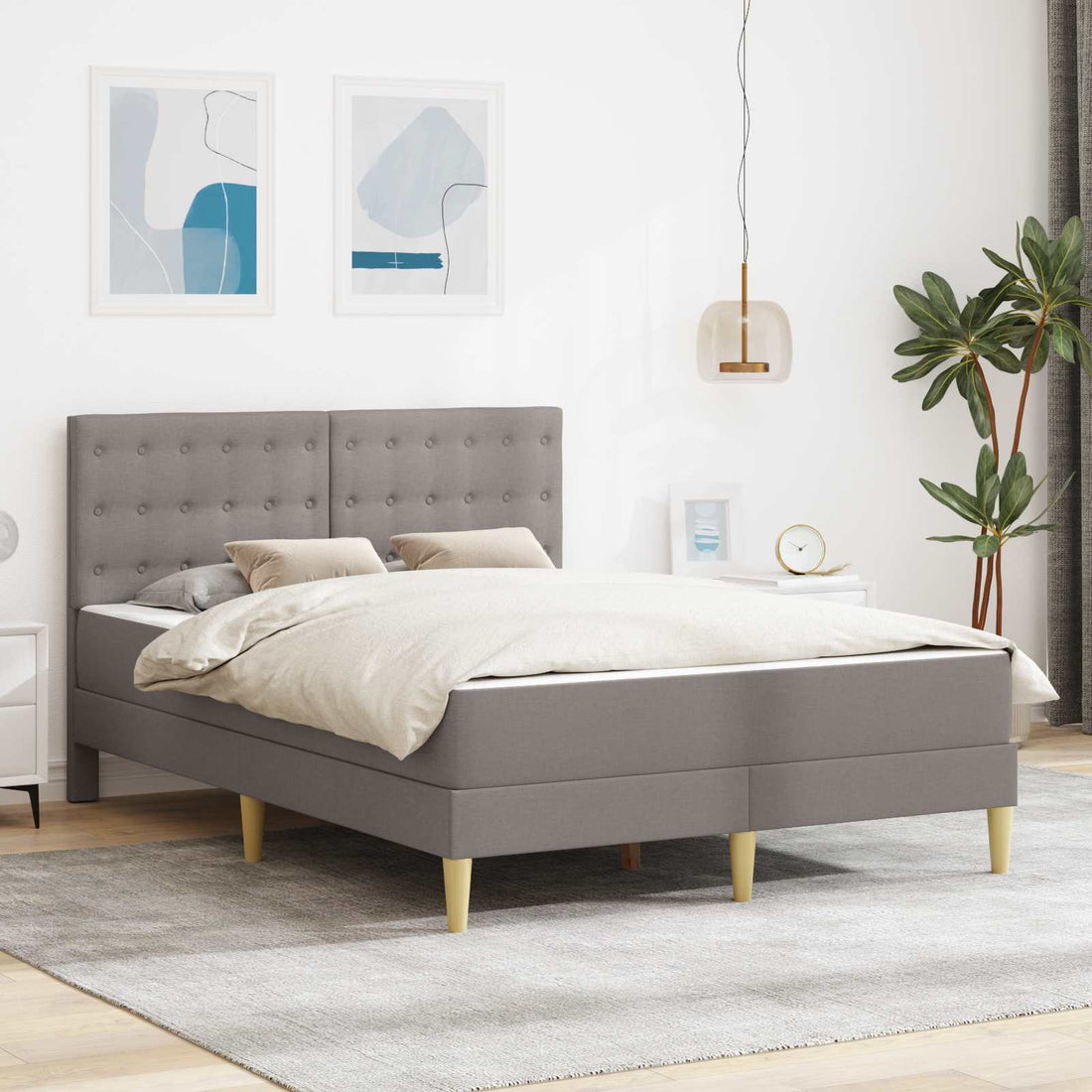 vidaXL Estructura de cama con colchón Topo 140 x 200 cm Tela