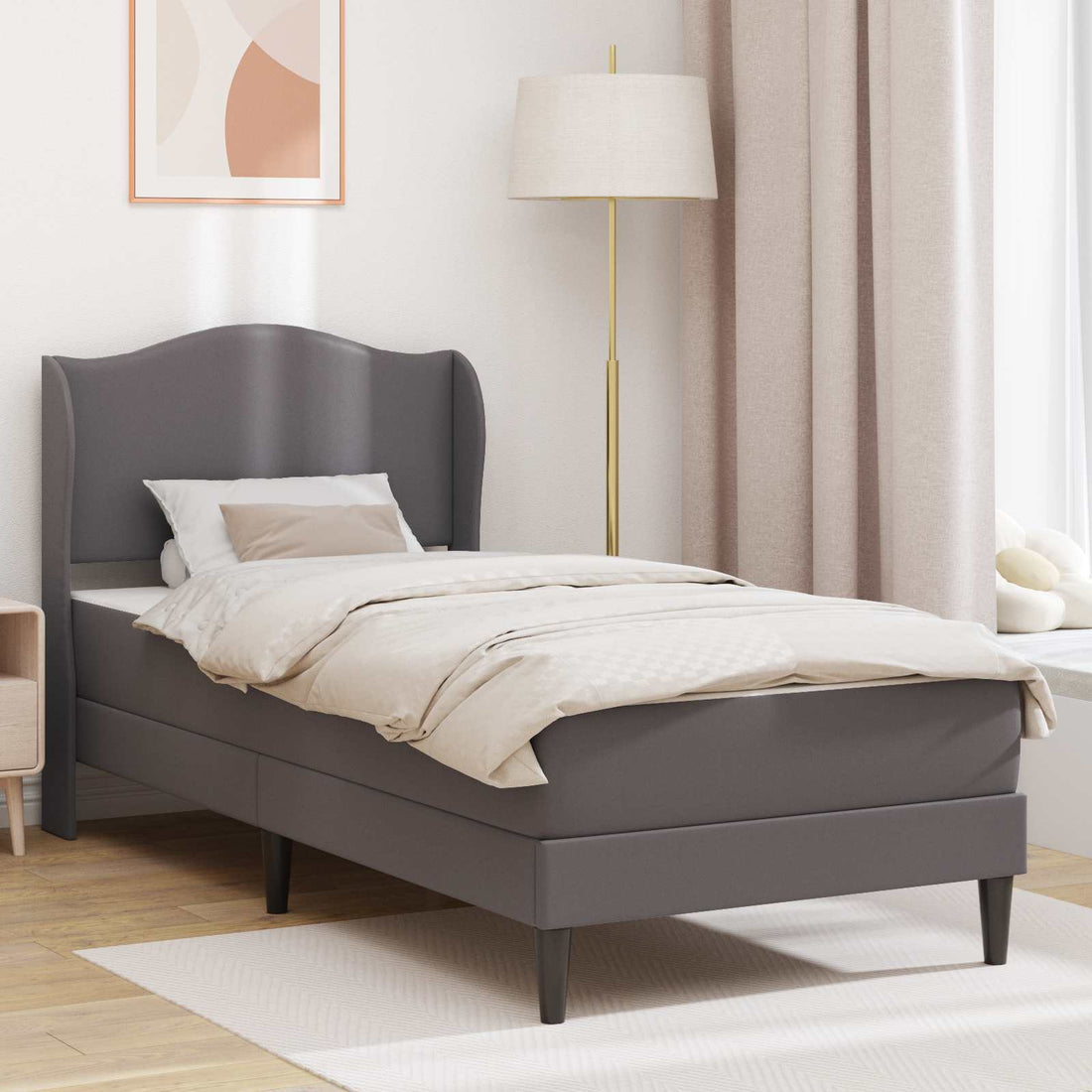 vidaXL Estructura de cama Gris 100 x 200 cm Cuero sintético
