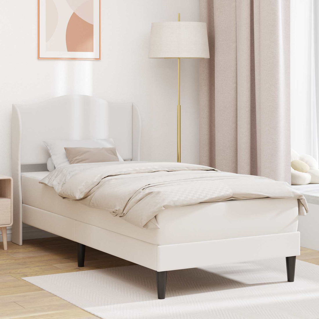 vidaXL Estructura de cama Blanco 100 x 200 cm Cuero sintético