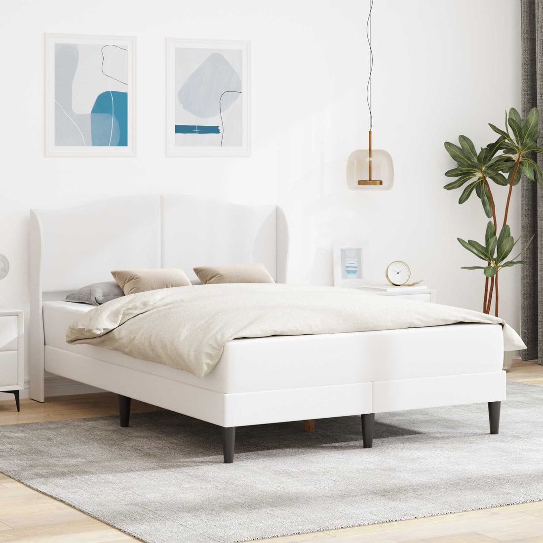 vidaXL Estructura de cama Blanco 140 x 190 cm Cuero sintético