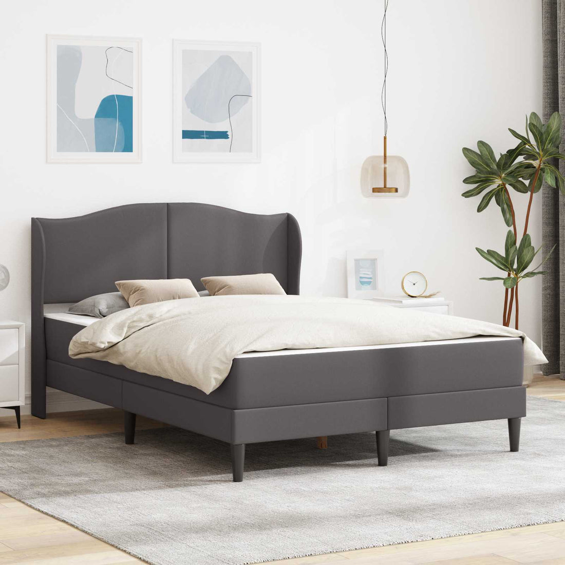 vidaXL Estructura de cama Gris 140 x 200 cm Cuero sintético