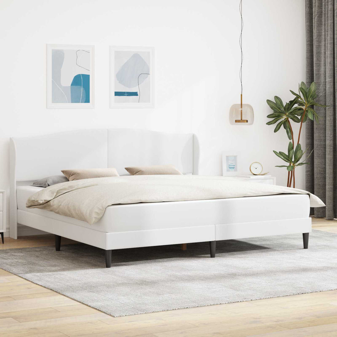 vidaXL Estructura de cama Blanco 200 x 200 cm Cuero sintético