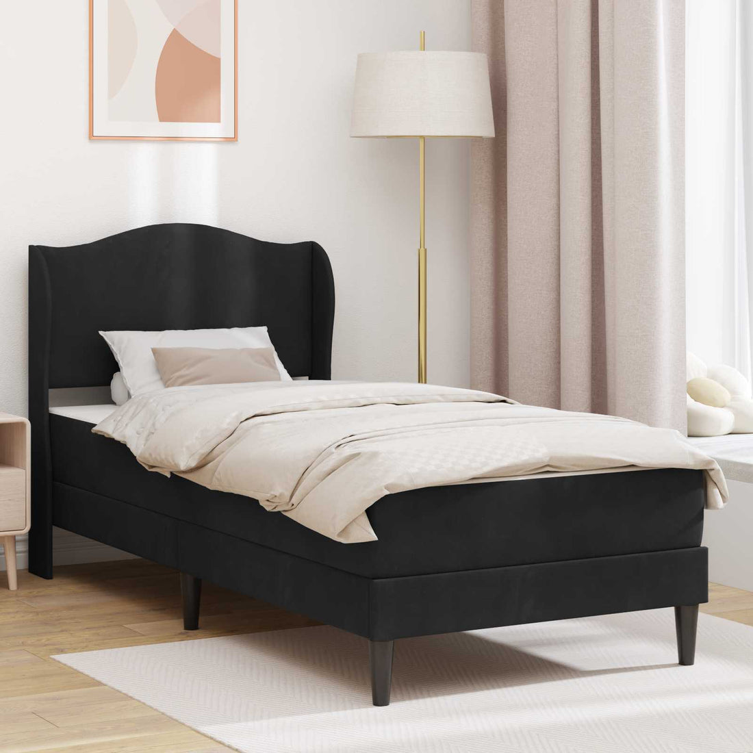 vidaXL Estructura de cama con cabecera Negro 80 x 200 cm Terciopelo