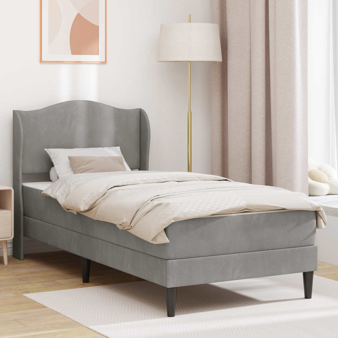 vidaXL Estructura de cama 2 uds. Gris Claro 90 x 190 cm Terciopelo