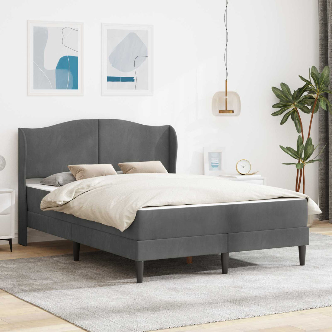vidaXL Estructura de cama Gris oscuro 140 x 200 cm Terciopelo