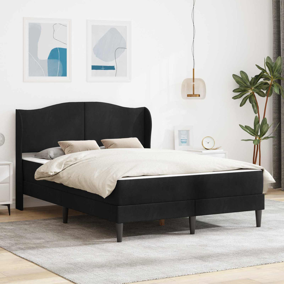 vidaXL Estructura de cama con cabecera Negro 160 x 200 cm Terciopelo