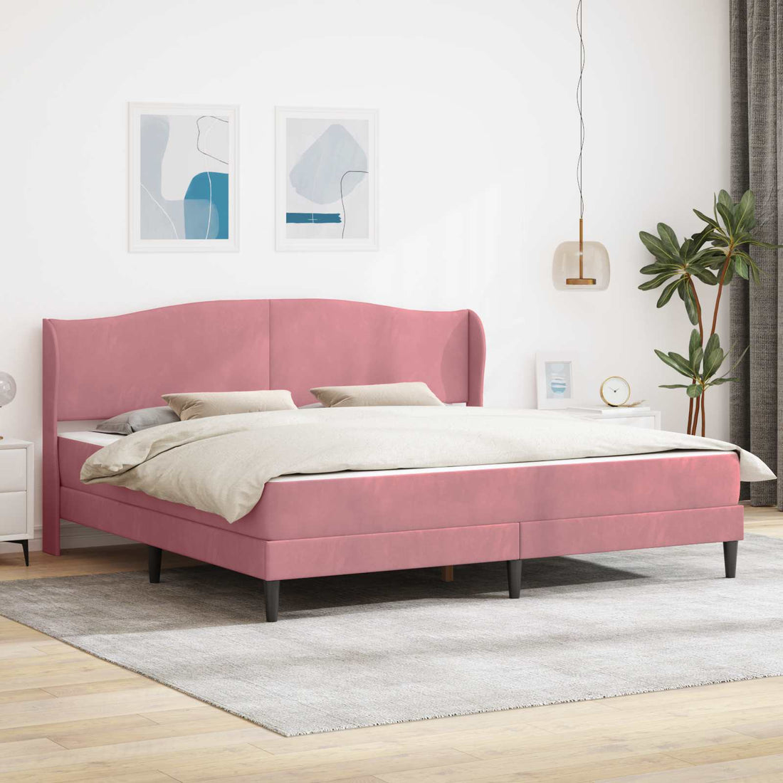vidaXL Estructura de cama con cabecera Rosa 180 x 200 cm Terciopelo