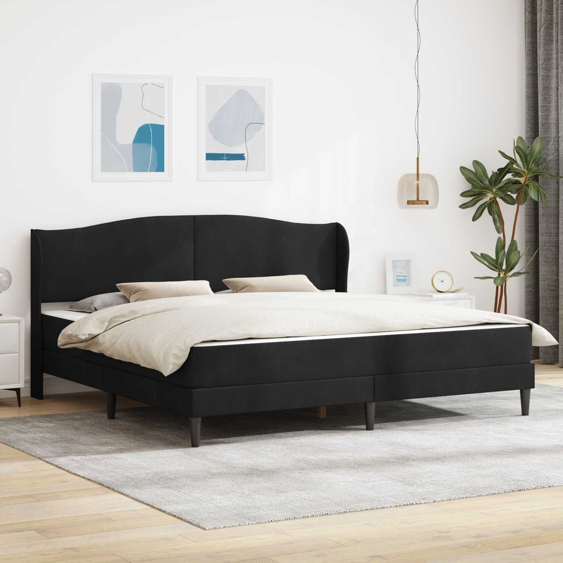 vidaXL Estructura de cama con cabecera Negro 180 x 200 cm Terciopelo