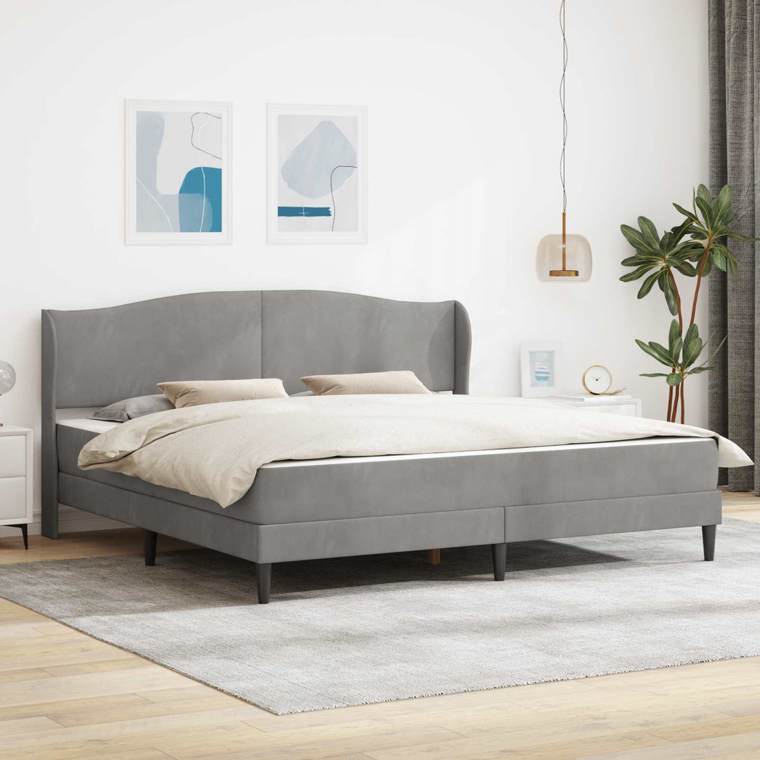vidaXL Estructura de cama Gris Claro 200 x 200 cm Terciopelo