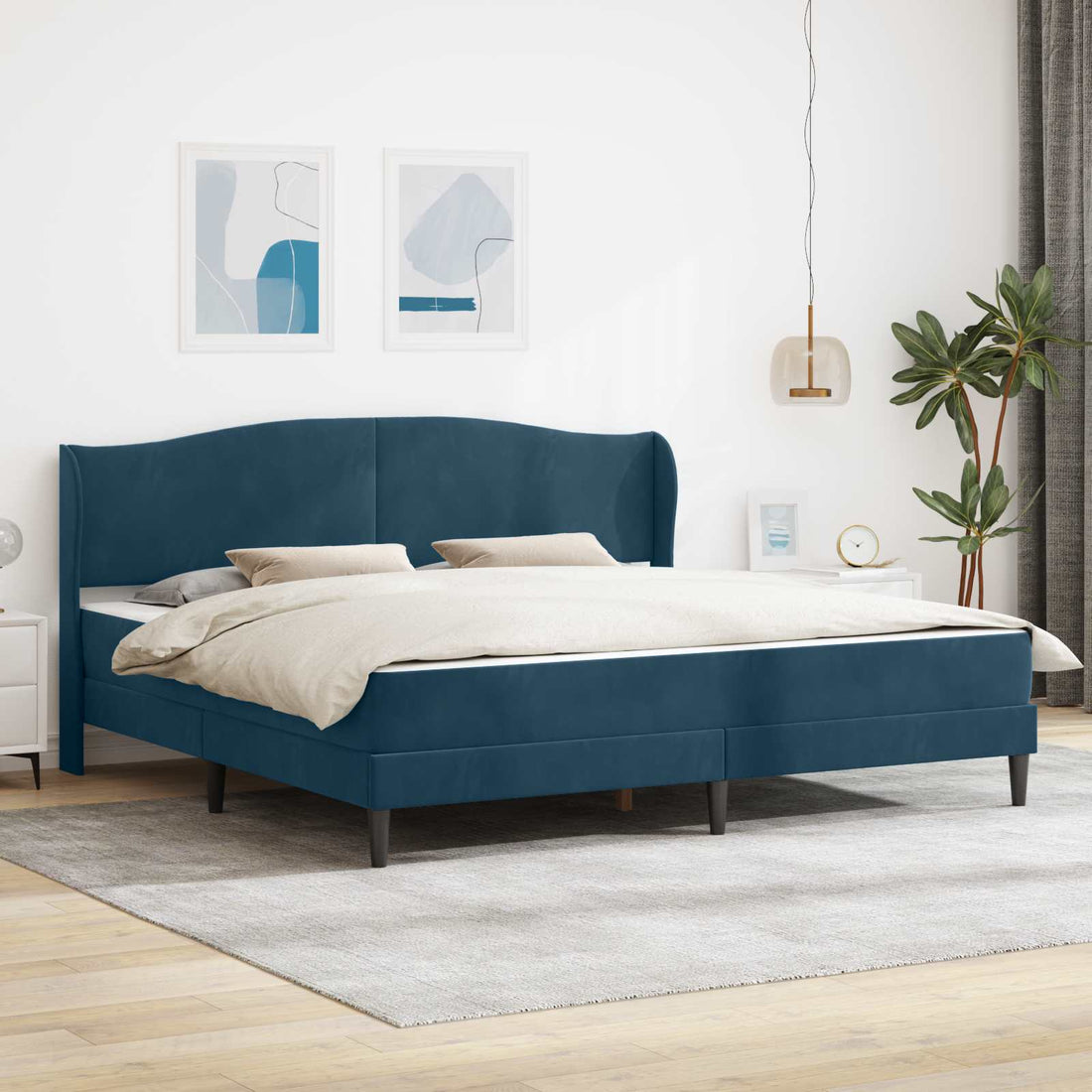 vidaXL Estructura de cama con cabecera Azul 200 x 200 cm Terciopelo