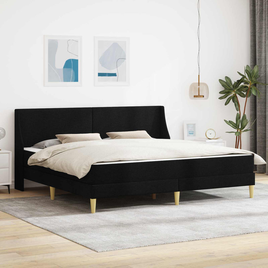 vidaXL Estructura de cama con colchón Negro 180 x 200 cm tela