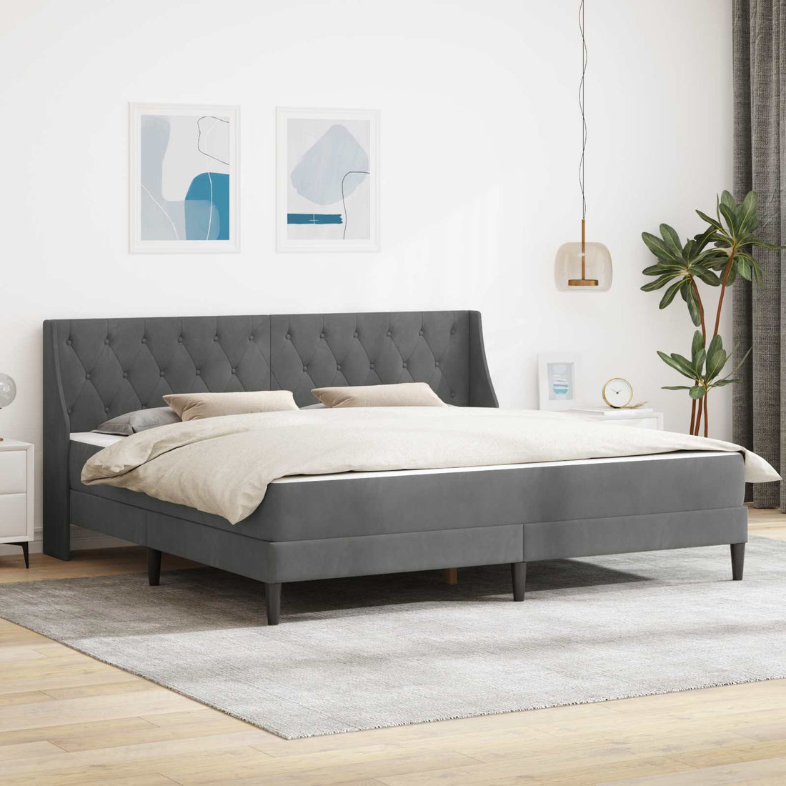 vidaXL Estructura de cama con colchón Gris oscuro 180 x 200 cm