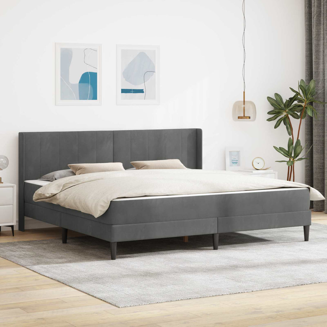 vidaXL Estructura de cama con colchón Gris oscuro 180 x 200 cm