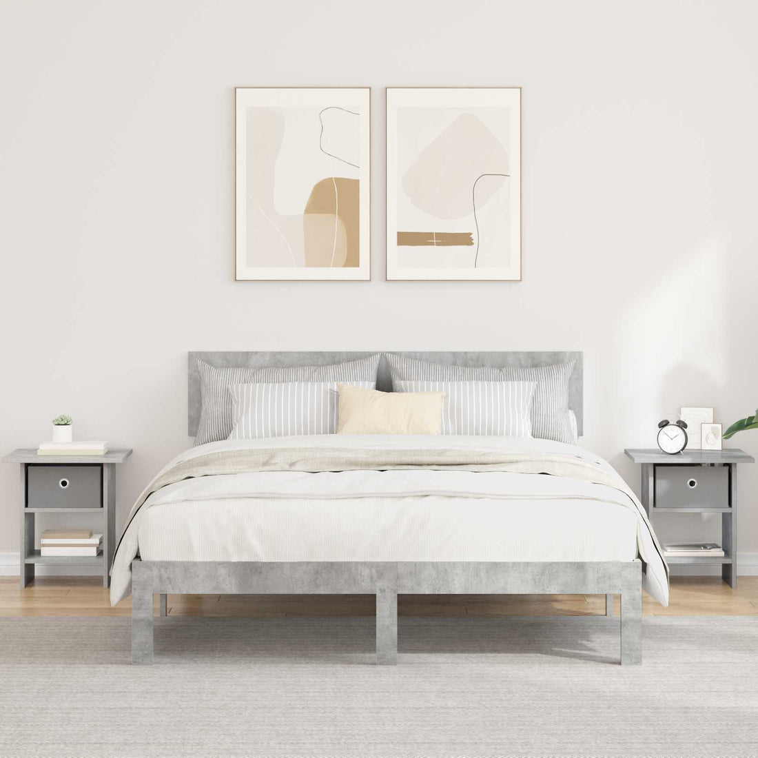 vidaXL Mesita de Noche 2 uds. Gris Concreto 41 x 40 x 45 cm