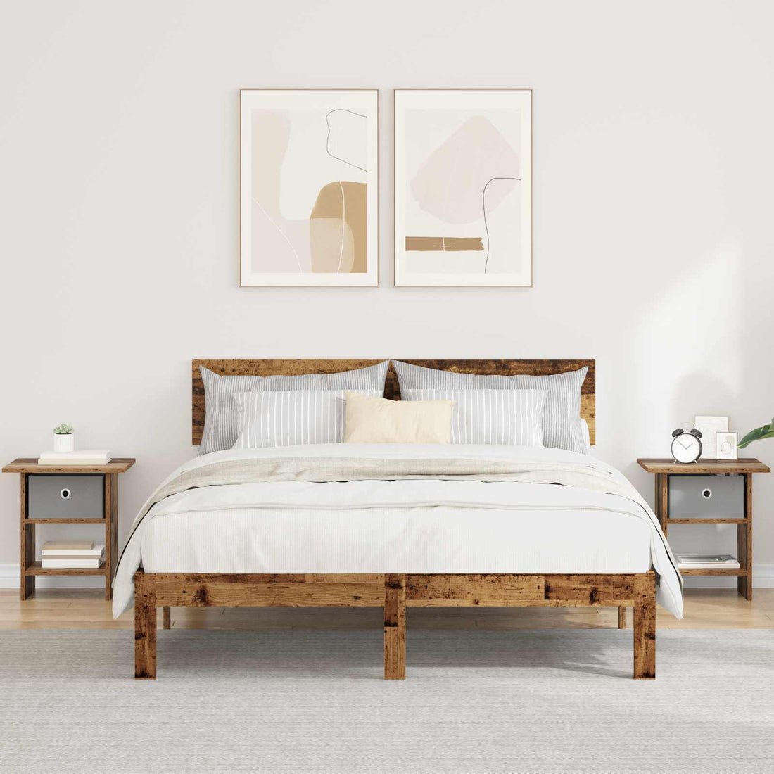 vidaXL Mesita de Noche 2 uds. Madera vieja 41 x 40 x 45 cm