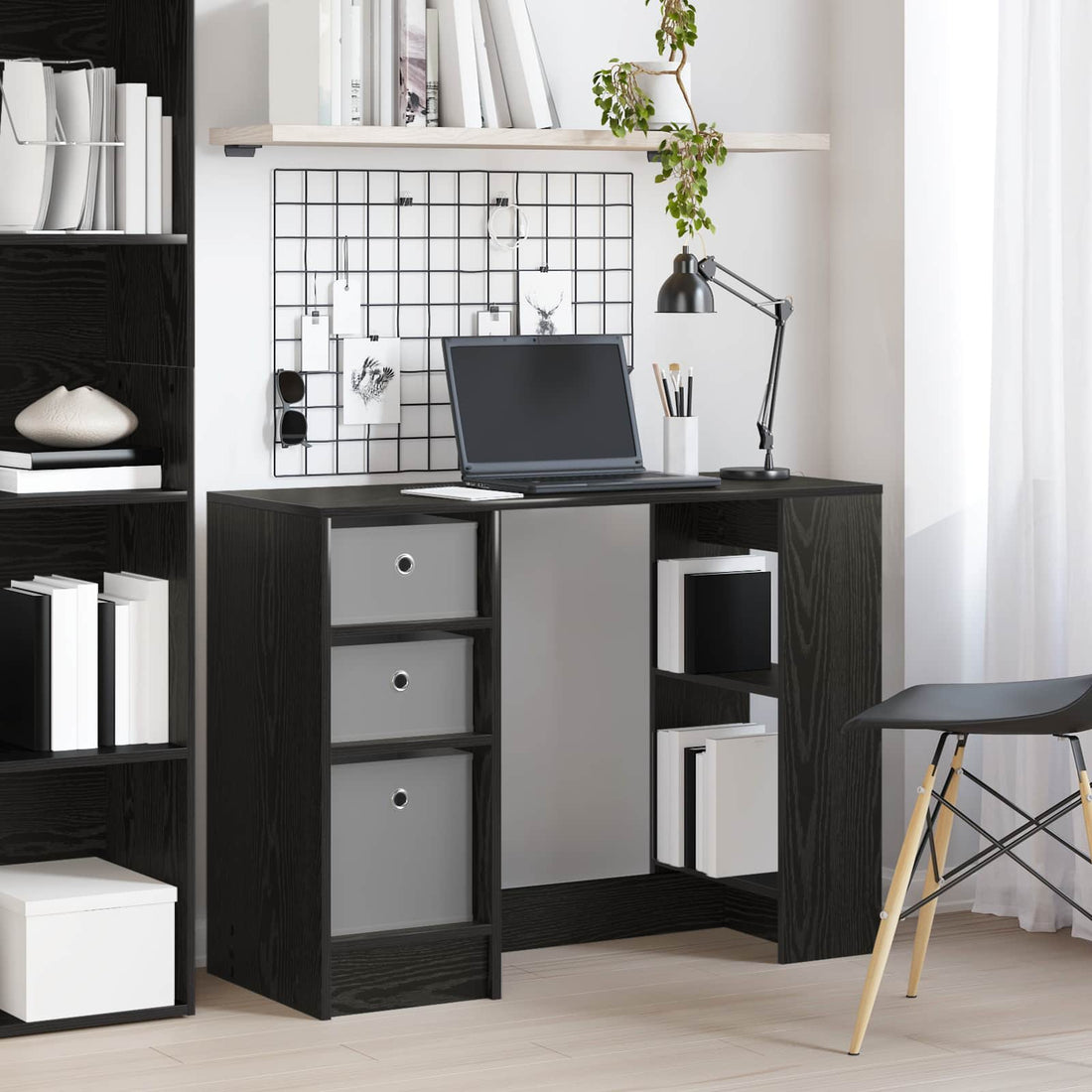 vidaXL Escritorio Roble Negro 100 x 40 x 75 cm Madera de ingeniería