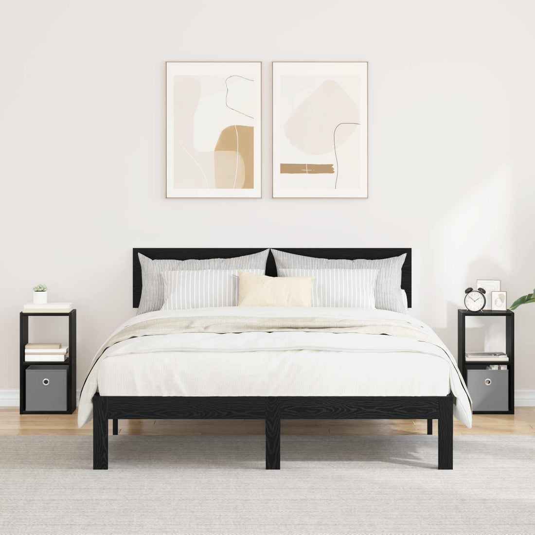 vidaXL Mesita de Noche 2 uds. Roble Negro 25,5 x 22 x 49,5 cm