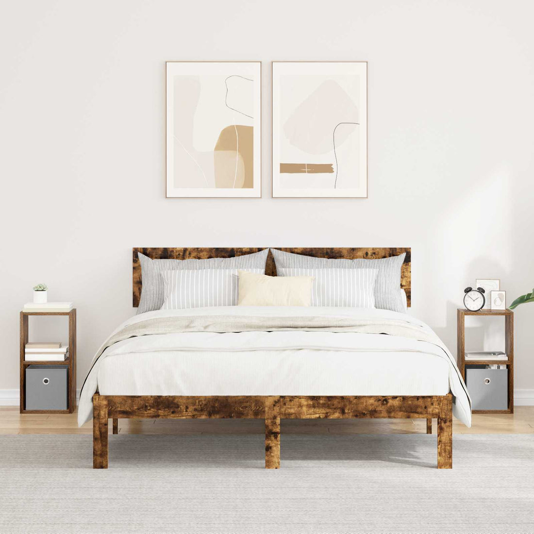 vidaXL Mesita de Noche 2 uds. Roble ahumado 25,5 x 22 x 49,5 cm