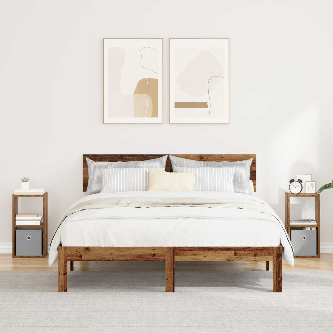 vidaXL Mesita de Noche 2 uds. Madera vieja 25,5 x 22 x 49,5 cm