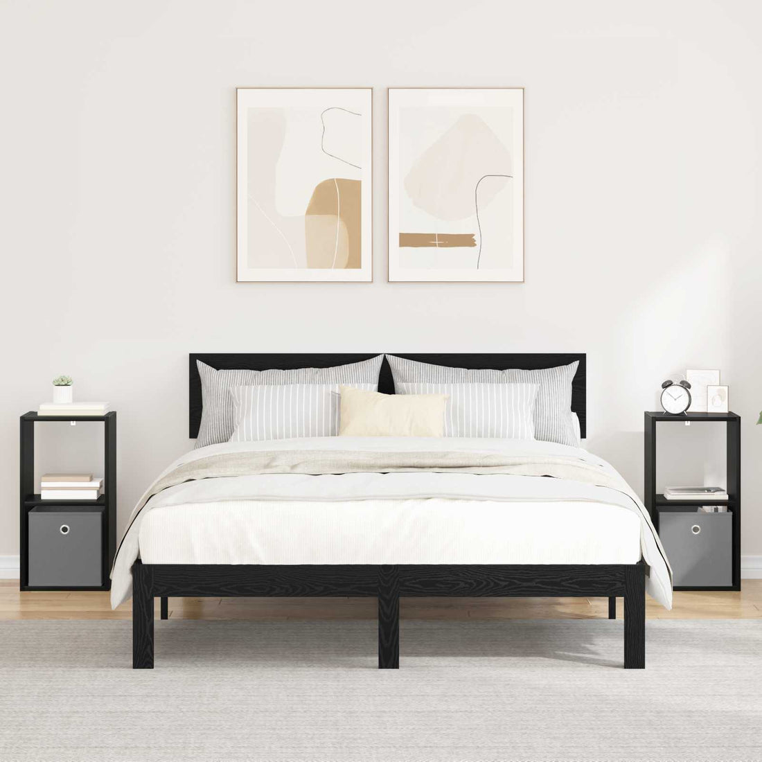 vidaXL Mesita de Noche 2 uds. Roble Negro 30,5 x 27 x 59,5 cm