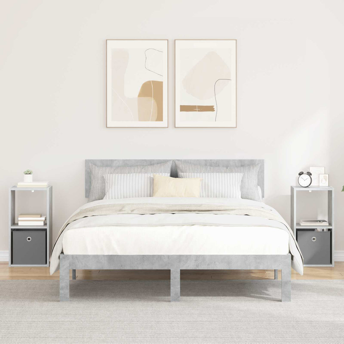 vidaXL Mesita de Noche 2 uds. Gris Concreto 30,5 x 27 x 59,5 cm