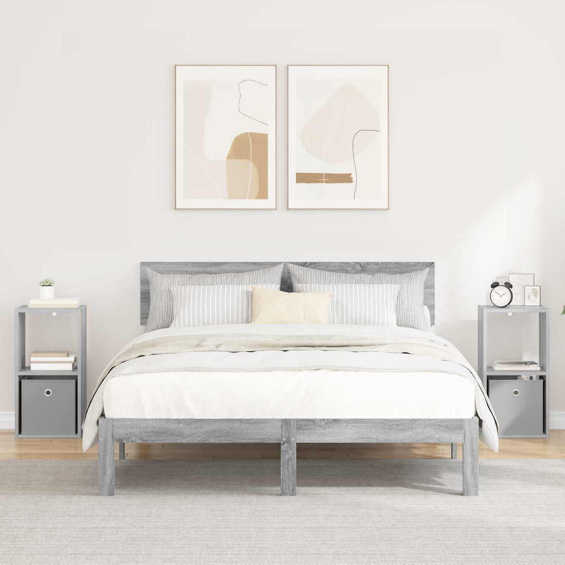vidaXL Mesita de Noche 2 uds. Gris Sonoma 30,5 x 27 x 59,5 cm