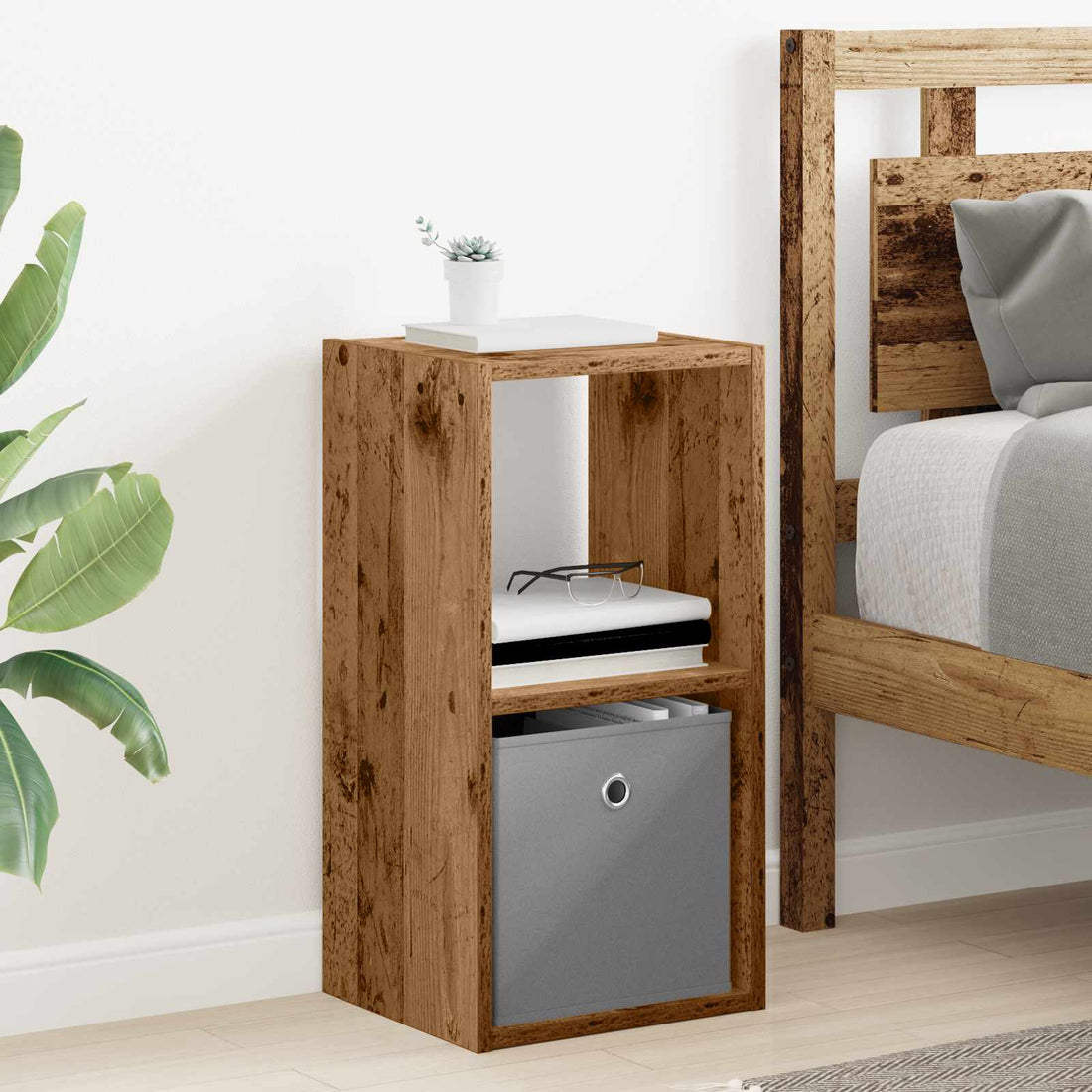 vidaXL Mesita de Noche Madera vieja 30,5 x 27 x 59,5 cm
