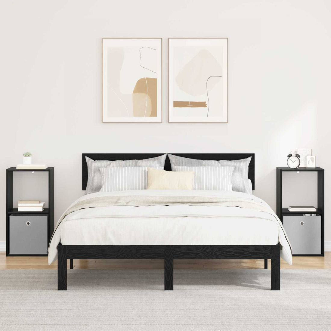 vidaXL Mesita de Noche 2 uds. Roble Negro 35 x 32 x 68,5 cm