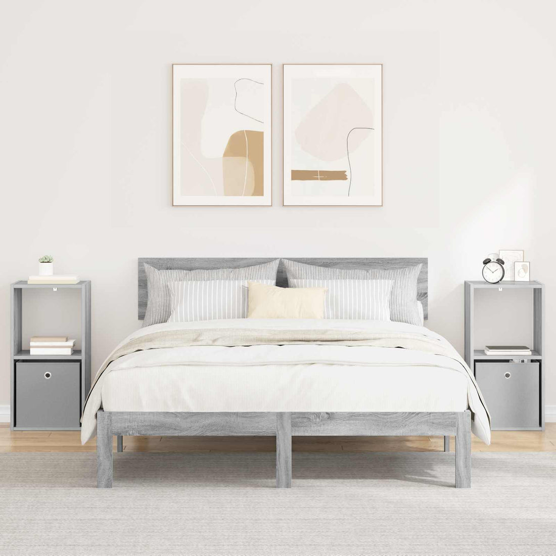 vidaXL Mesita de Noche 2 uds. Gris Sonoma 35 x 32 x 68,5 cm