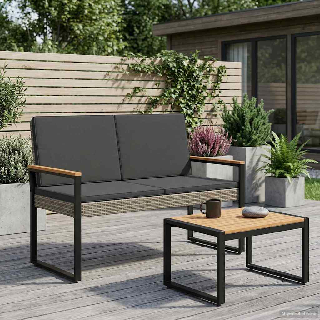 vidaXL Banco de exterior 2 -Seater 107 x 61 x 80 cm ratán sintético