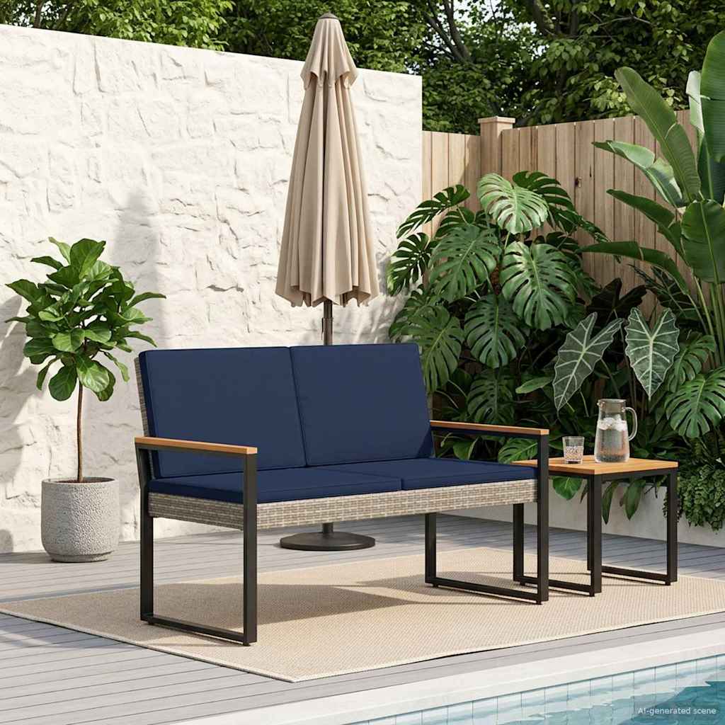 vidaXL Banco de exterior 2 -Seater 107 x 61 x 80 cm ratán sintético