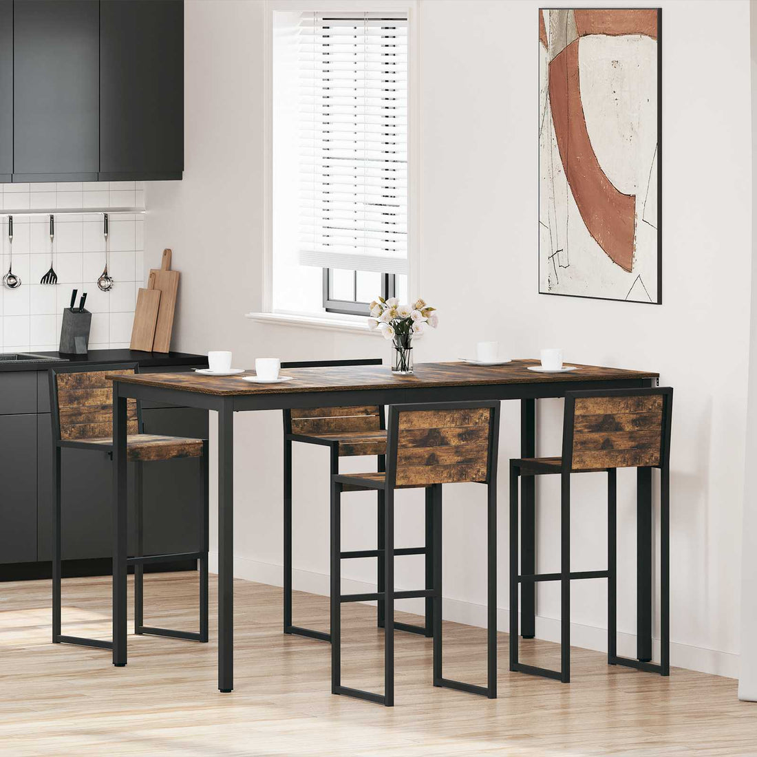 vidaXL Mesa de barra de pie Madera de ingeniería Rectangular