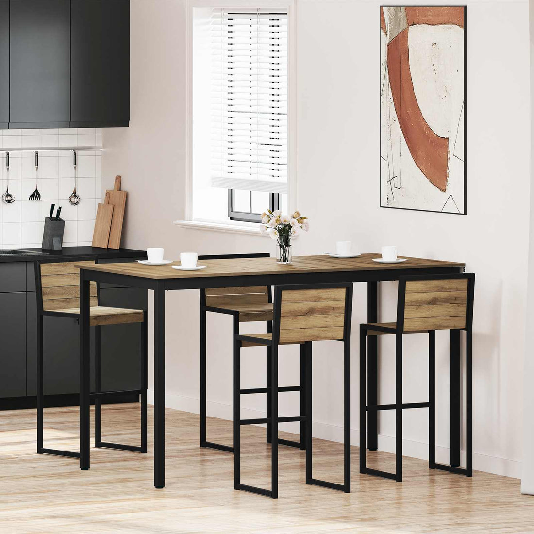 vidaXL Mesa de barra de pie Madera de ingeniería Rectangular