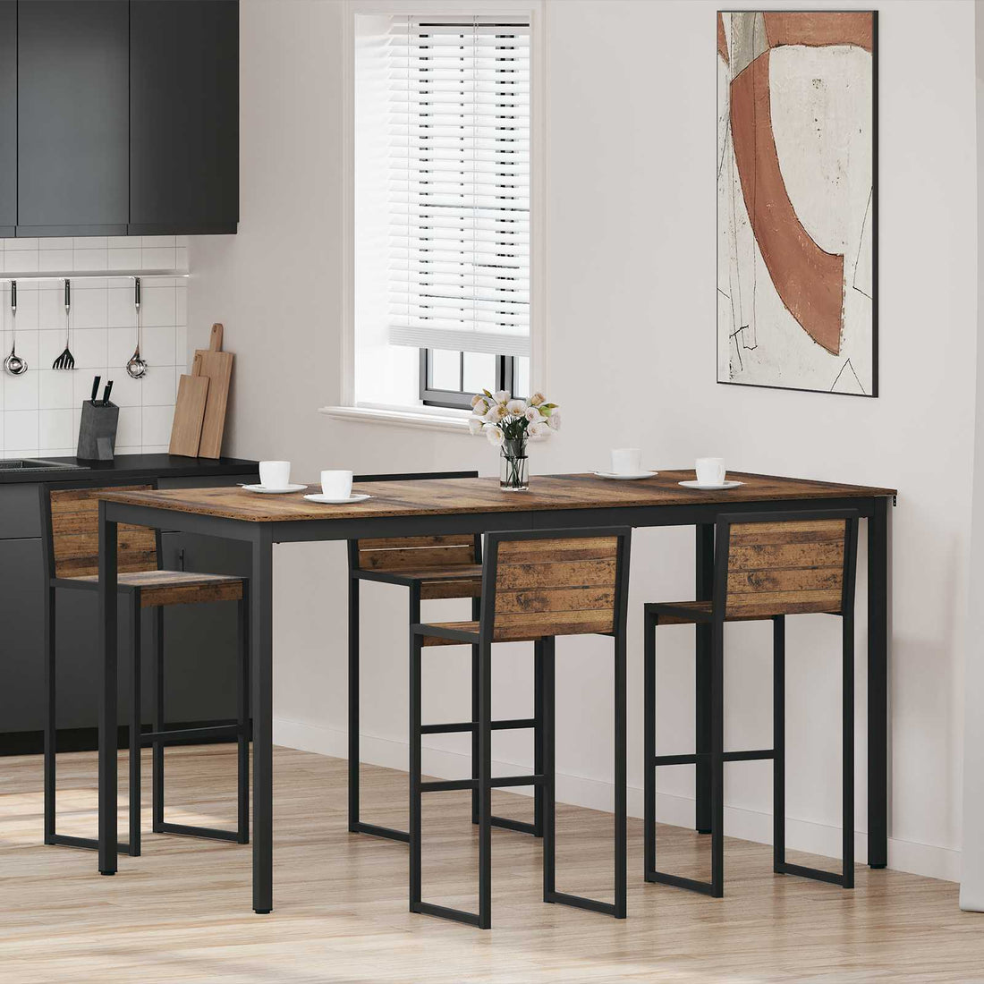 vidaXL Mesa de barra de pie Madera de ingeniería Rectangular