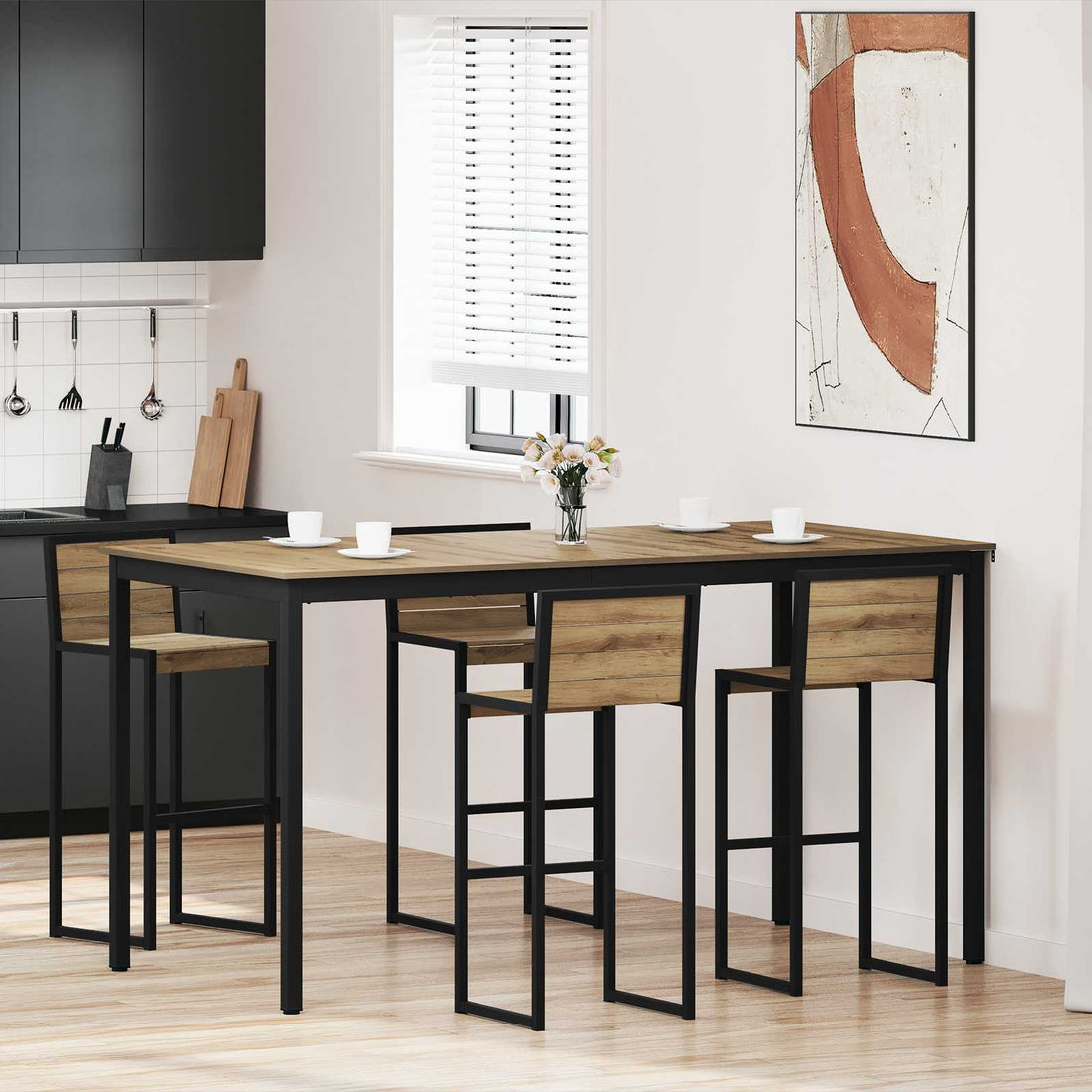 vidaXL Mesa de barra de pie Madera de ingeniería Rectangular