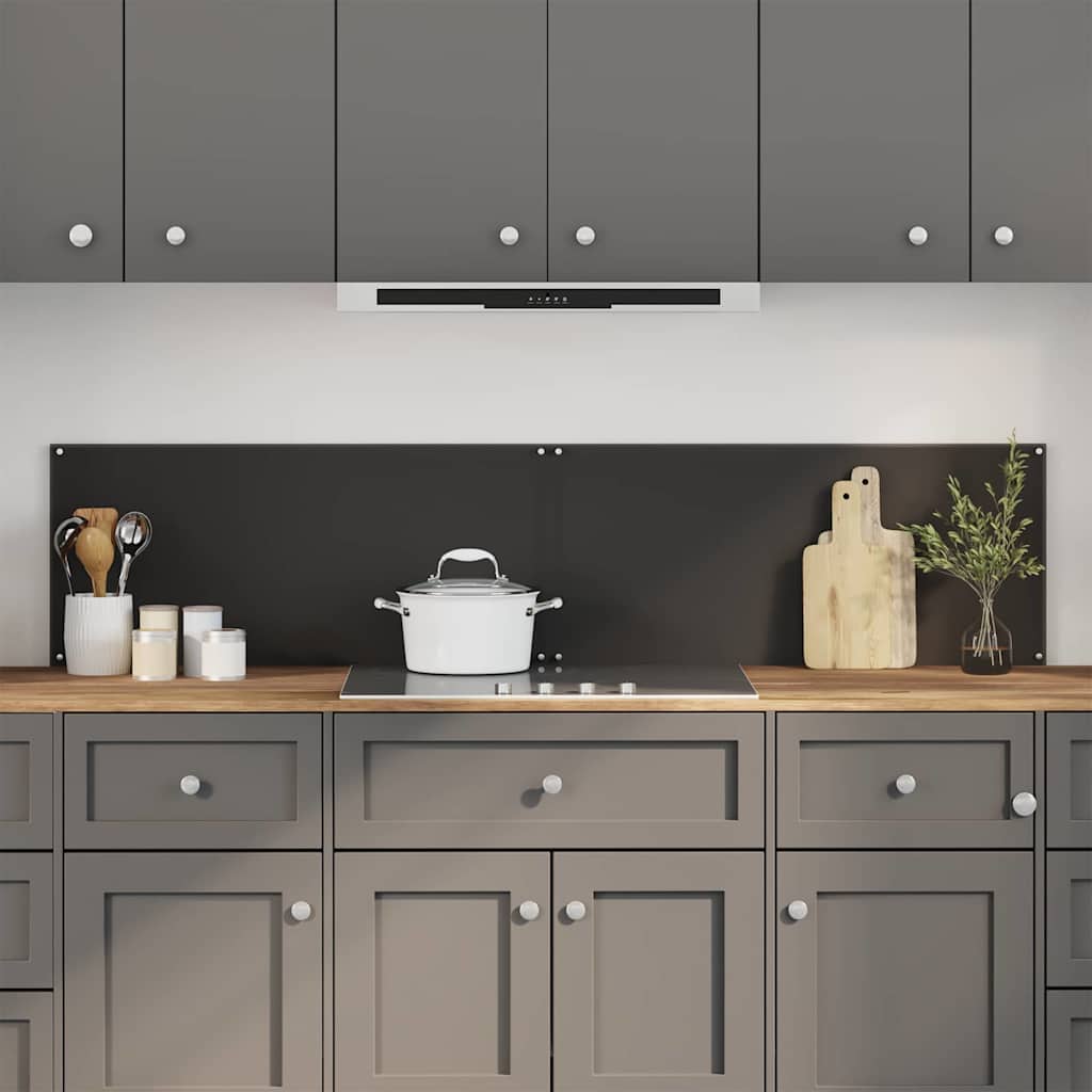 vidaXL Salpicadero de cocina 2 uds. Negro 90 x 40 cm vidrio templado