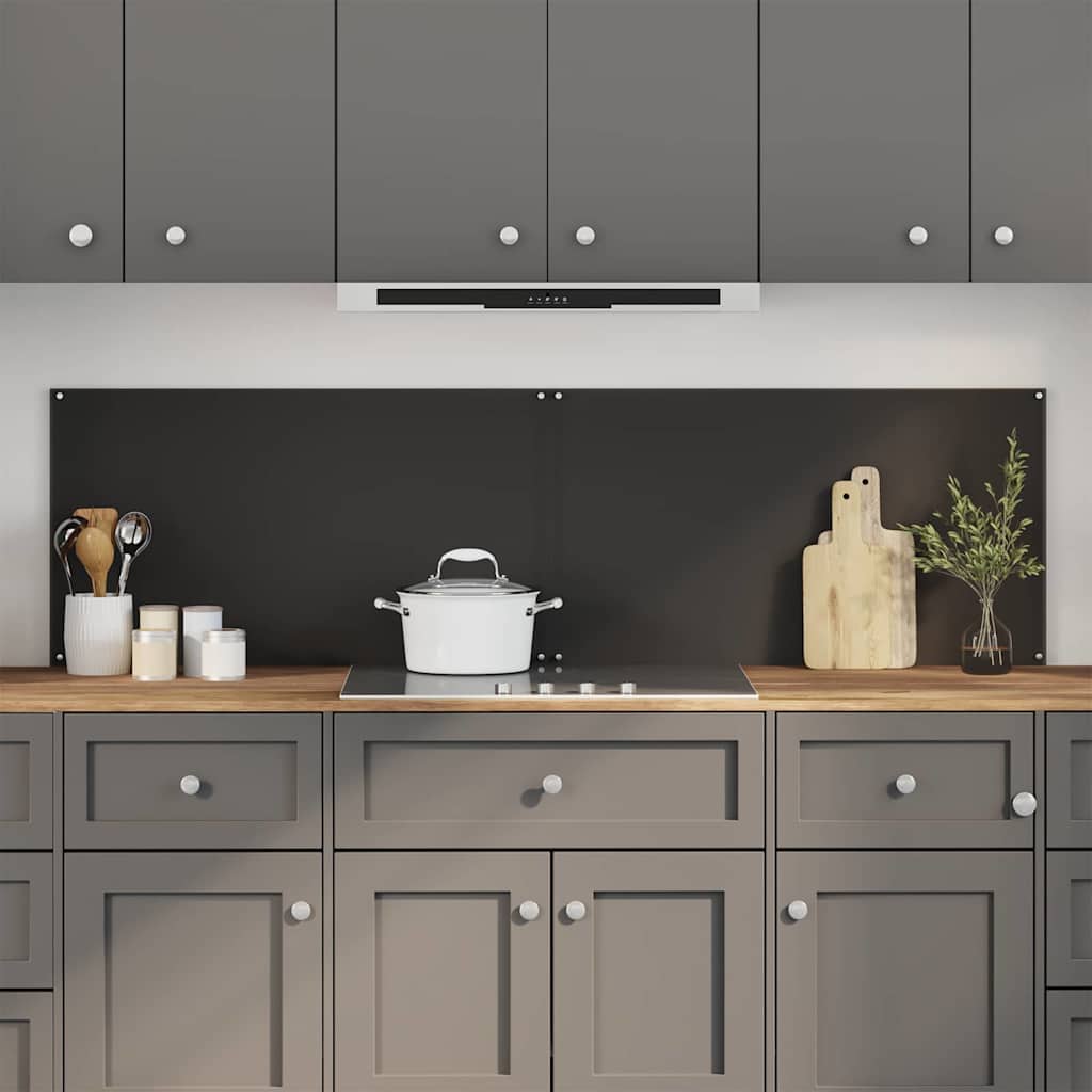 vidaXL Salpicadero de cocina 2 uds. Negro 90 x 50 cm vidrio templado