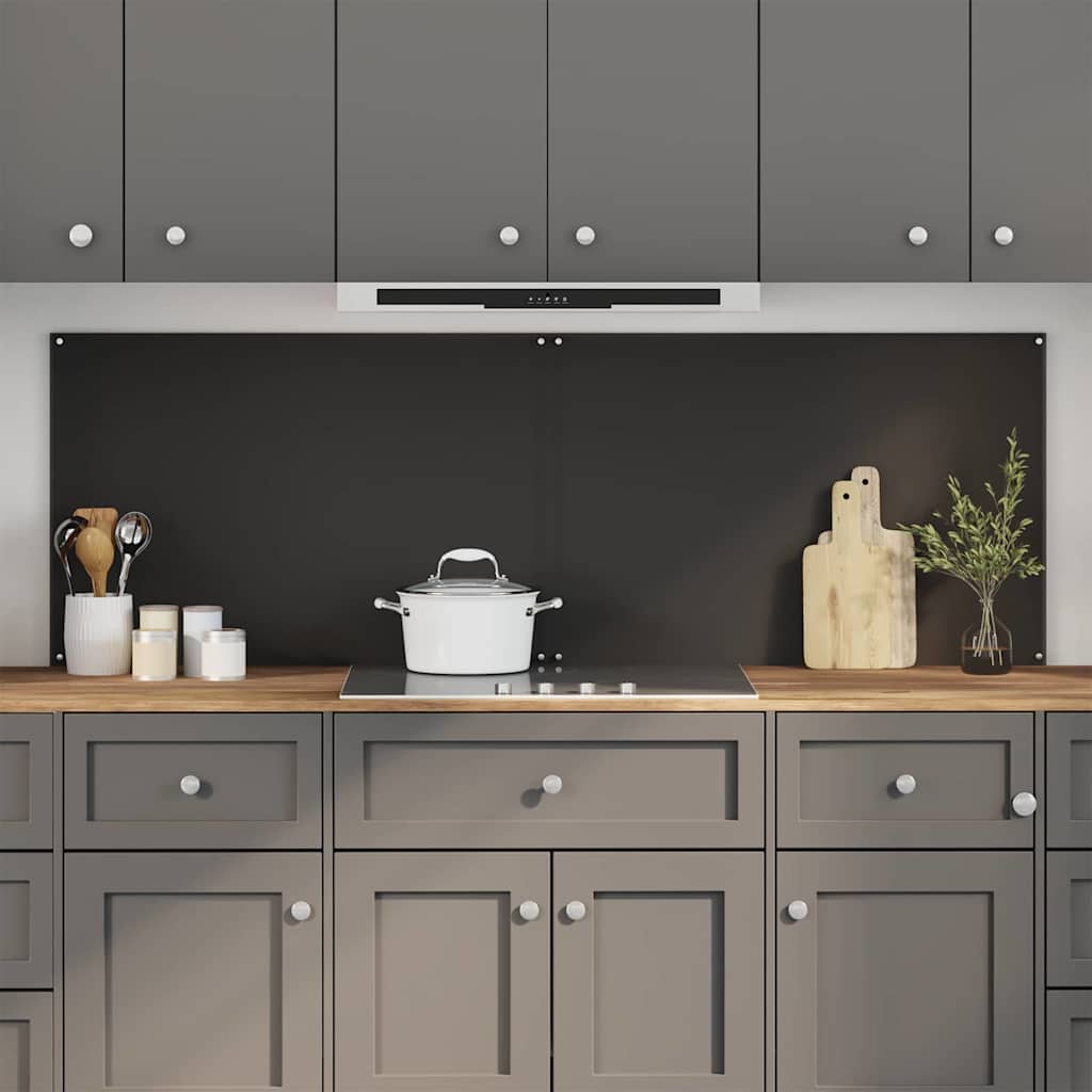 vidaXL Salpicadero de cocina 2 uds. Negro 90 x 60 cm vidrio templado