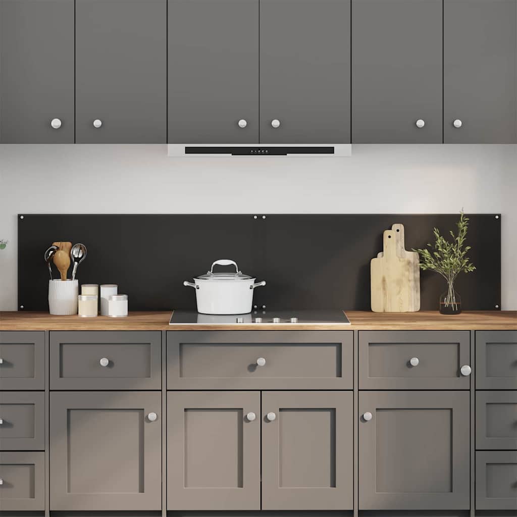 vidaXL Salpicadero de cocina 2 uds. Negro 100 x 40 cm vidrio templado