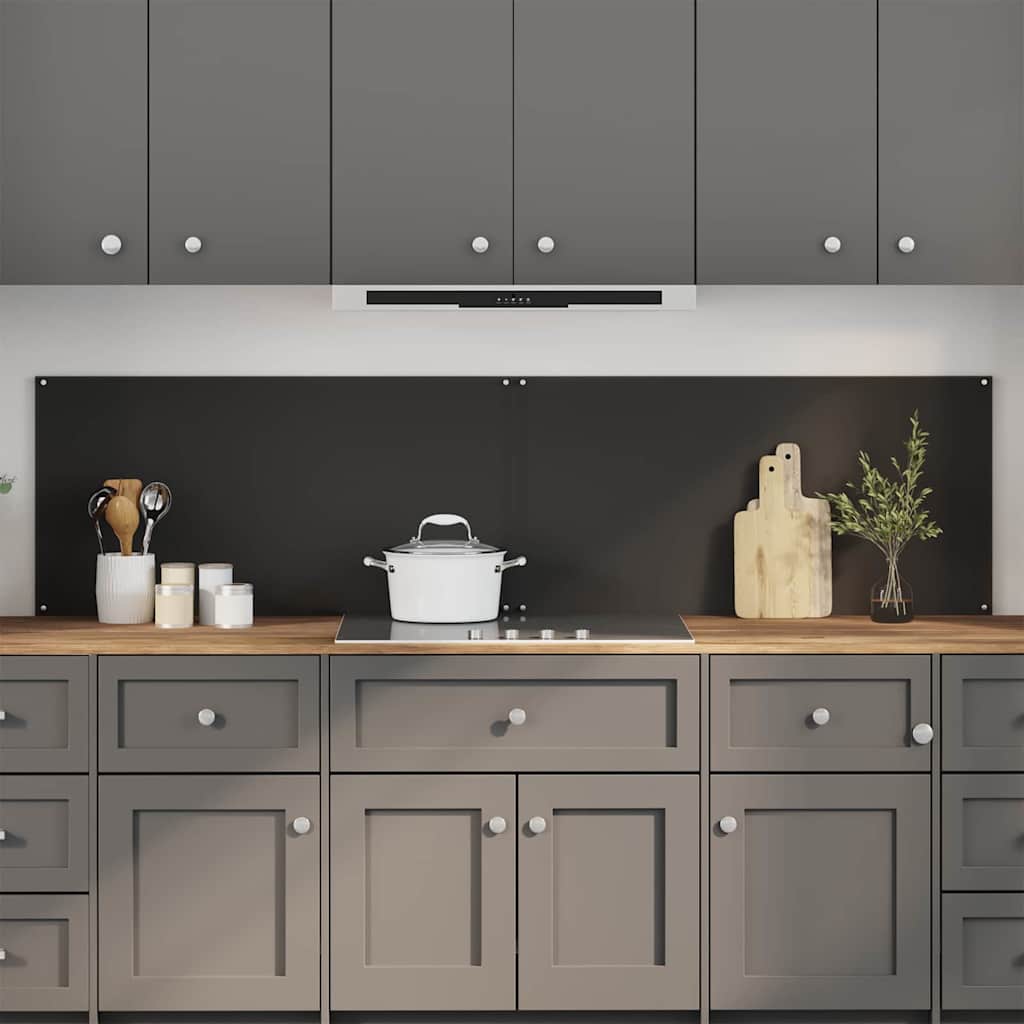 vidaXL Salpicadero de cocina 2 uds. Negro 100 x 50 cm vidrio templado